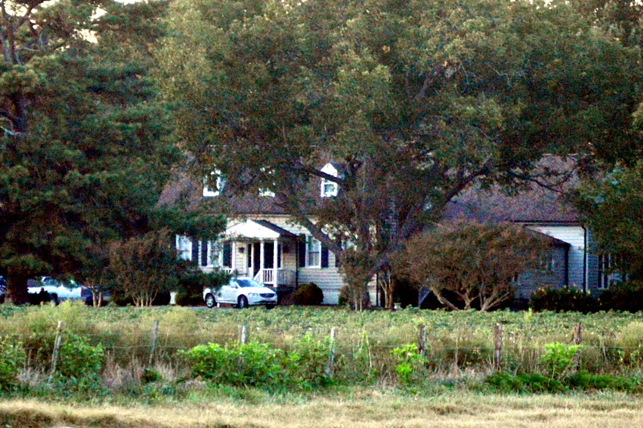 Front of the Belmont estate house, located on Buckhorn Quarter Road east of Capron in Southampton County, Virginia, United States. Built in 1790, it was the site of the concluding episode of Nat Turner's slave rebellion. It is listed on the National Register of Historic Places.