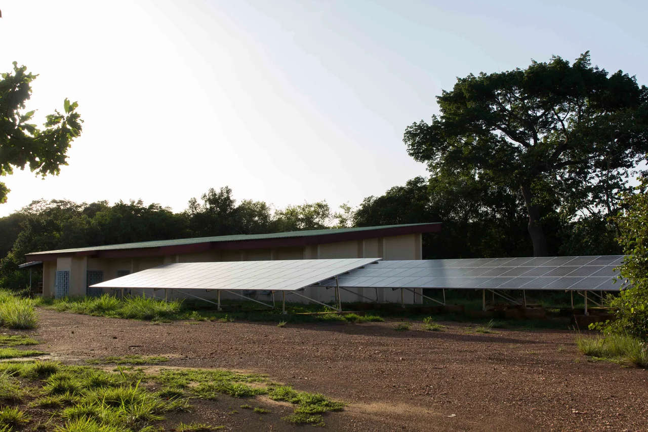 Comoé National park research station laboratory and solar panels
