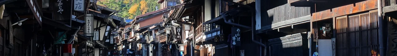 View of Narai-juku (facing south-west) in autumn.